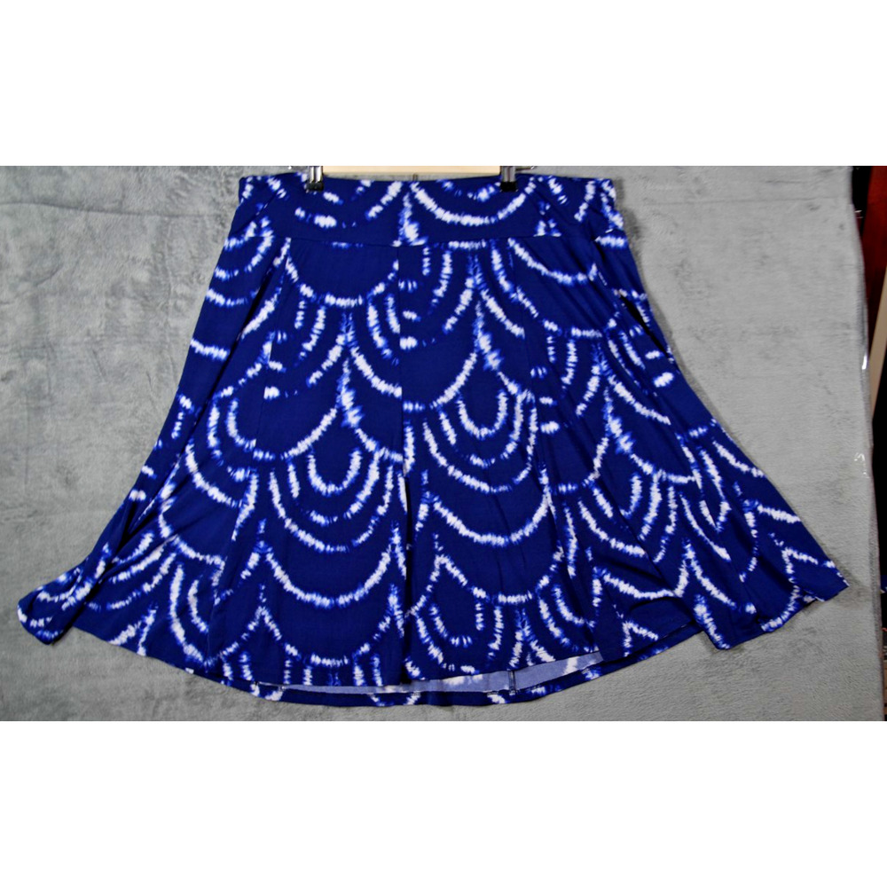 Dressbarn Navy Tie-Dye A-Line Skirt Size‎ 2X Flowy Stretch Pull-On